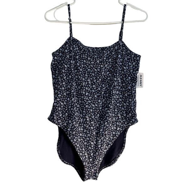 NWT Old Navy Blue Ditzy Floral Print Adjustable Strap Body Suit, Size L - Picture 1 of 7